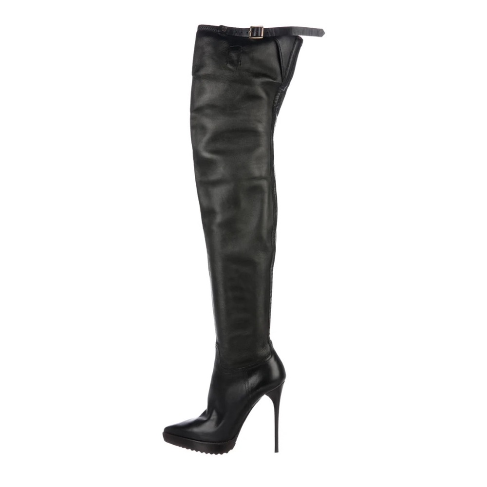 Burberry Black Thigh High Stiletto Boots